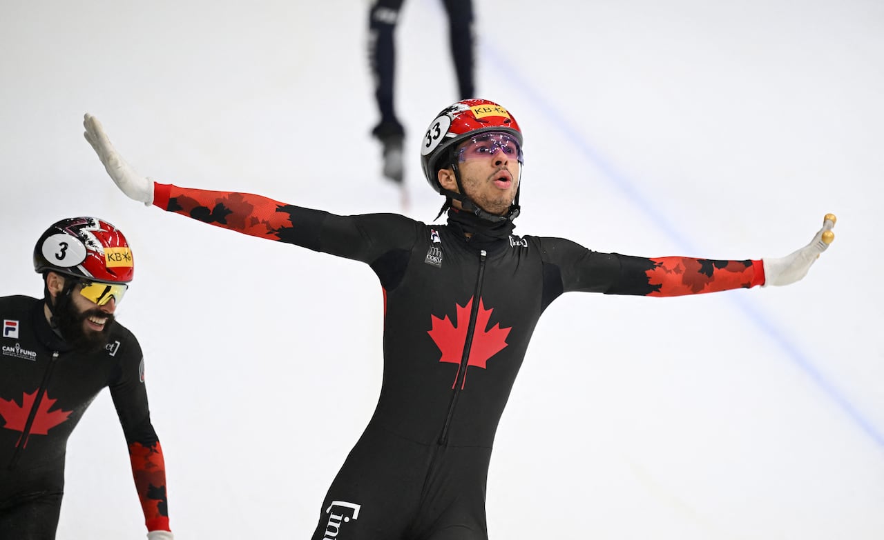 canada's william dandjinou golden again at world cup short track event in germany