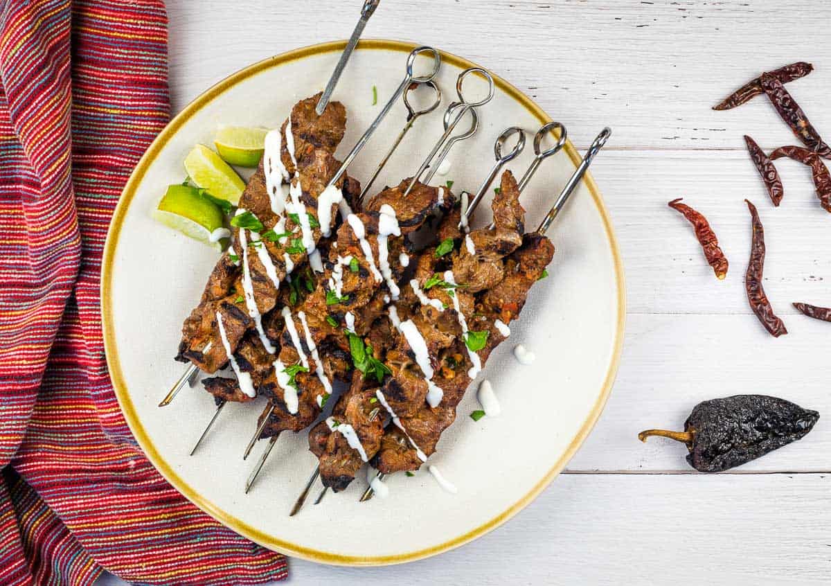 Grilled Steak Skewers with Mojo Rojo. Photo credit: Cook What You Love.
