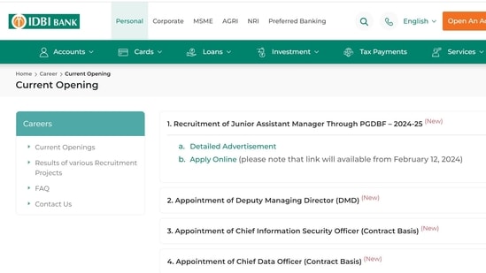 idbi recruitment 2024: applictaion process for 500 junior assistant manager posts begins tomorrow