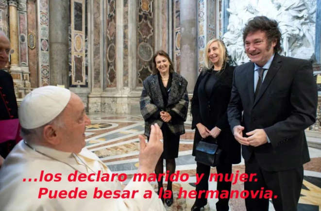 Los memes del abrazo del Papa y Javier Milei