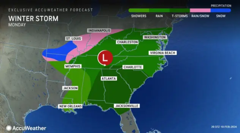 map shows 20 states affected by storm ahead of valentine's day
