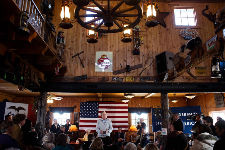 Republican presidential hopeful Jeb Bush speaks during a campaign event at Greasewood Flats Ranch in Carroll, Iowa in Carroll, IA on January 29, 2015.
