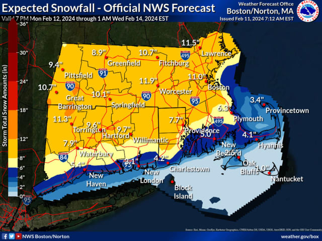 New Projected Snowfall Map: These Spots In Connecticut Now Expected To ...