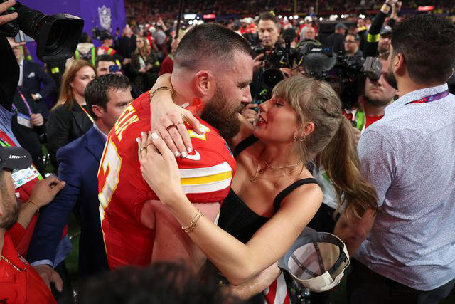 Ezra Shaw/Getty Travis Kelce and Taylor Swift at the 2024 Super Bowl.