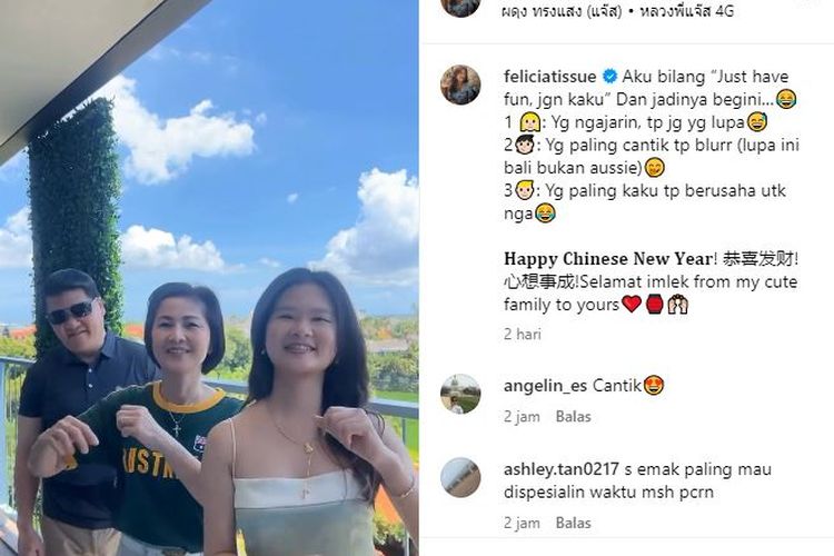 mantan kaesang pangarep rayakan imlek, video felicia tissue joget bareng keluarga banjir komentar, netizen singgung kisah lama