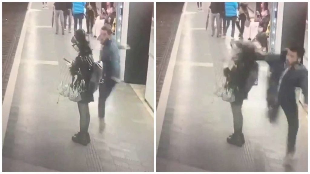 donne schiaffeggiate a caso alla fermata della metro: fermato dai passeggeri