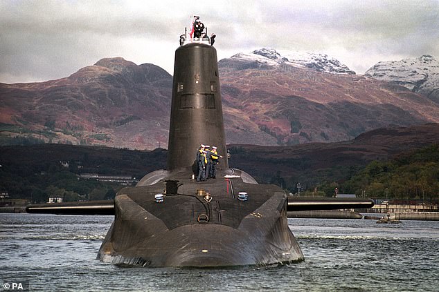 british nuclear submarine missile misfires and 'plops' into the ocean with the defence secretary on board in latest naval embarrassment after £3bn warship pulled out of nato drill at the last minute