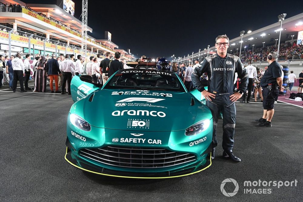 new aston martin f1 safety car breaks cover in bahrain