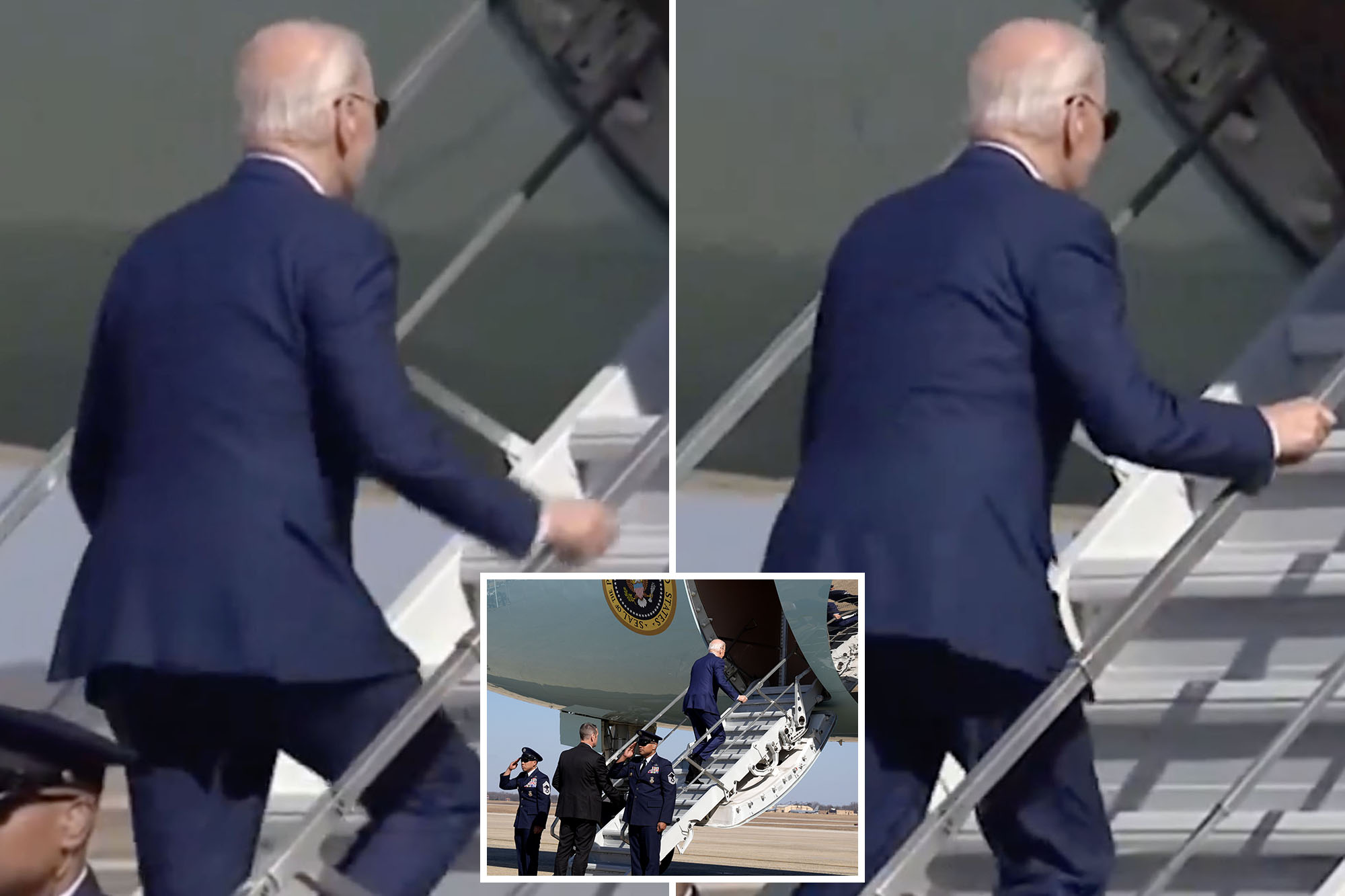 President Biden Stumbles — Twice —boarding Air Force One Despite Using ...