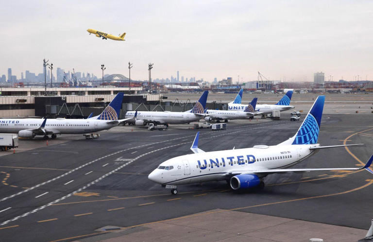 United Airlines plane are seen at Newark International Airport in this file photo from January 11 2023.