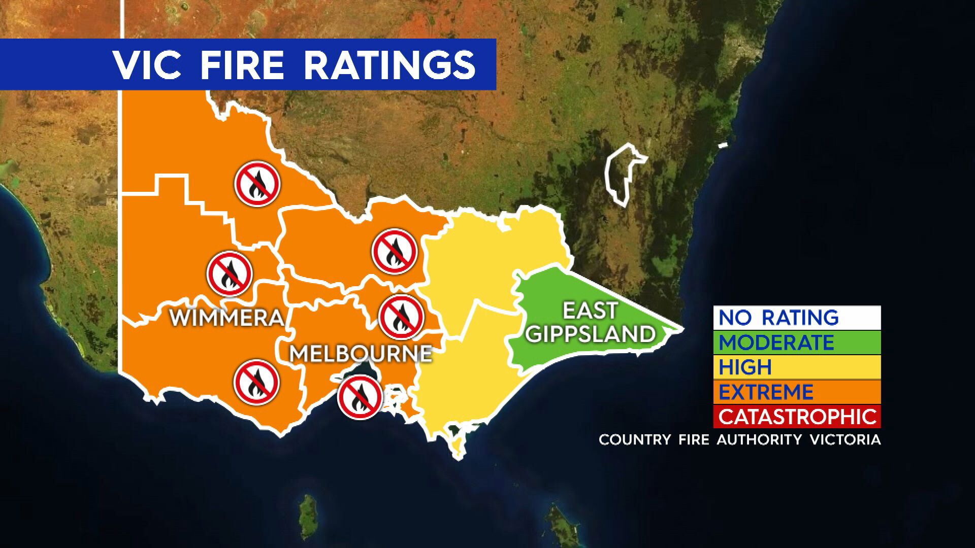 extreme fire danger warning for large parts of victoria as state swelters