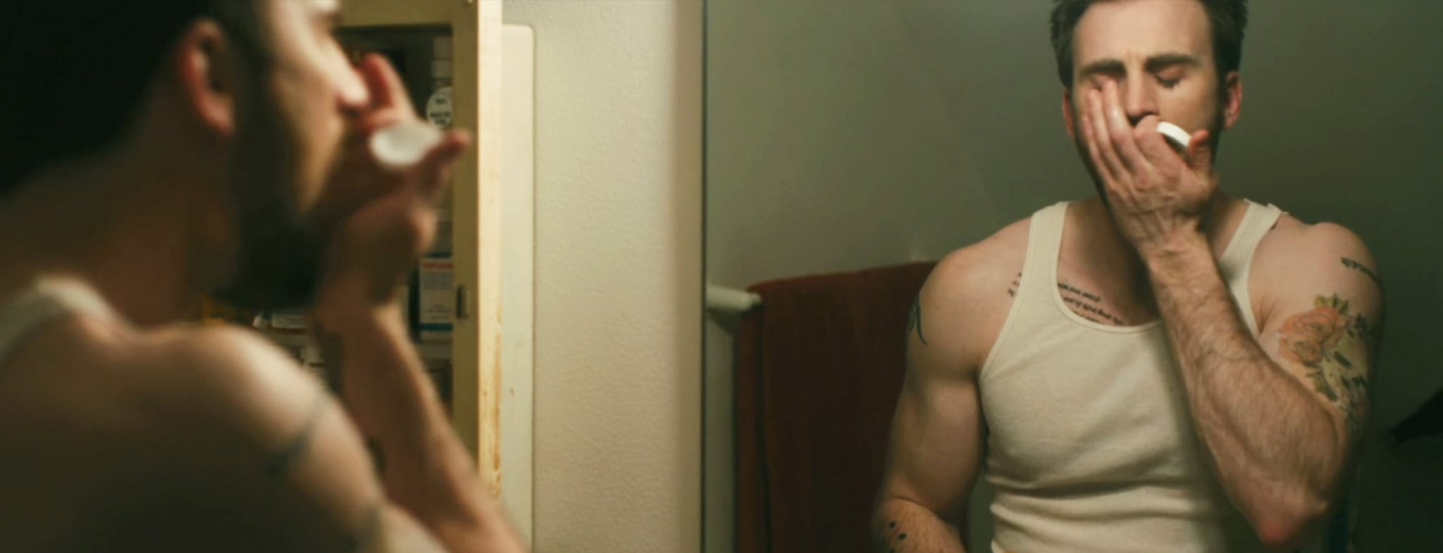 <p>"Cellular" isn't the only movie where Evans shows off his real-life ink. Though not all the tattoos seen on Evans's body in 2011's "Puncture" are real (like, for instance, the skull tattoo on his right arm), the small line of text above that skull tattoo <em>is</em> real. That tattoo reads "loyalty," and you can get a <a href="http://people.com/style/evan-rachel-wood-chris-evans-naked-gucci-ad/" class="ga-track">better look at it</a> in Evans's campaign for Gucci's Guilty fragrance. Evans has never explained the meaning behind the tattoo, but it likely has something to do with family. As he said of his tattoos during a May 2012 interview with "<a href="http://www.glamour.com/story/gaze-into-chris-evans-hotness-glamour-may-2012" class="ga-track">Glamour</a>," "They're pretty much all for family. Opinions change, people grow, but I think as long as they're rooted in the family, I'll probably never regret them." </p>