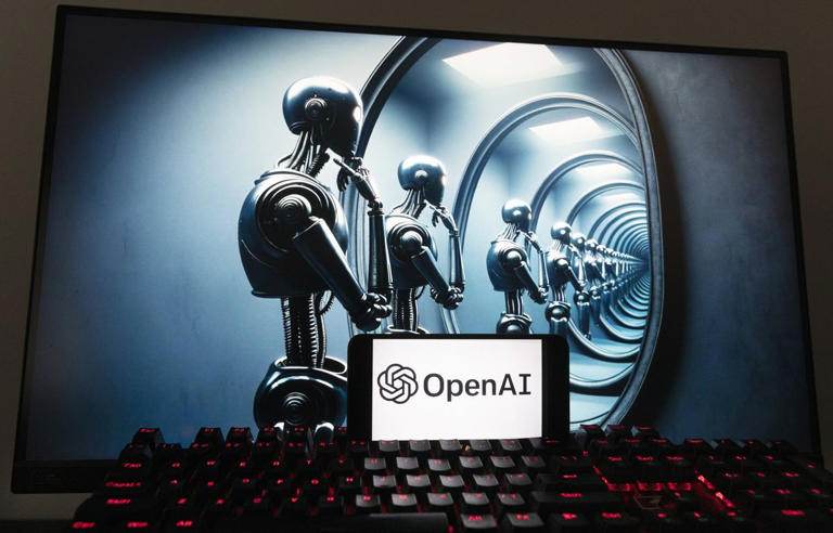 Le logo d'OpenAI sur un smartphone.