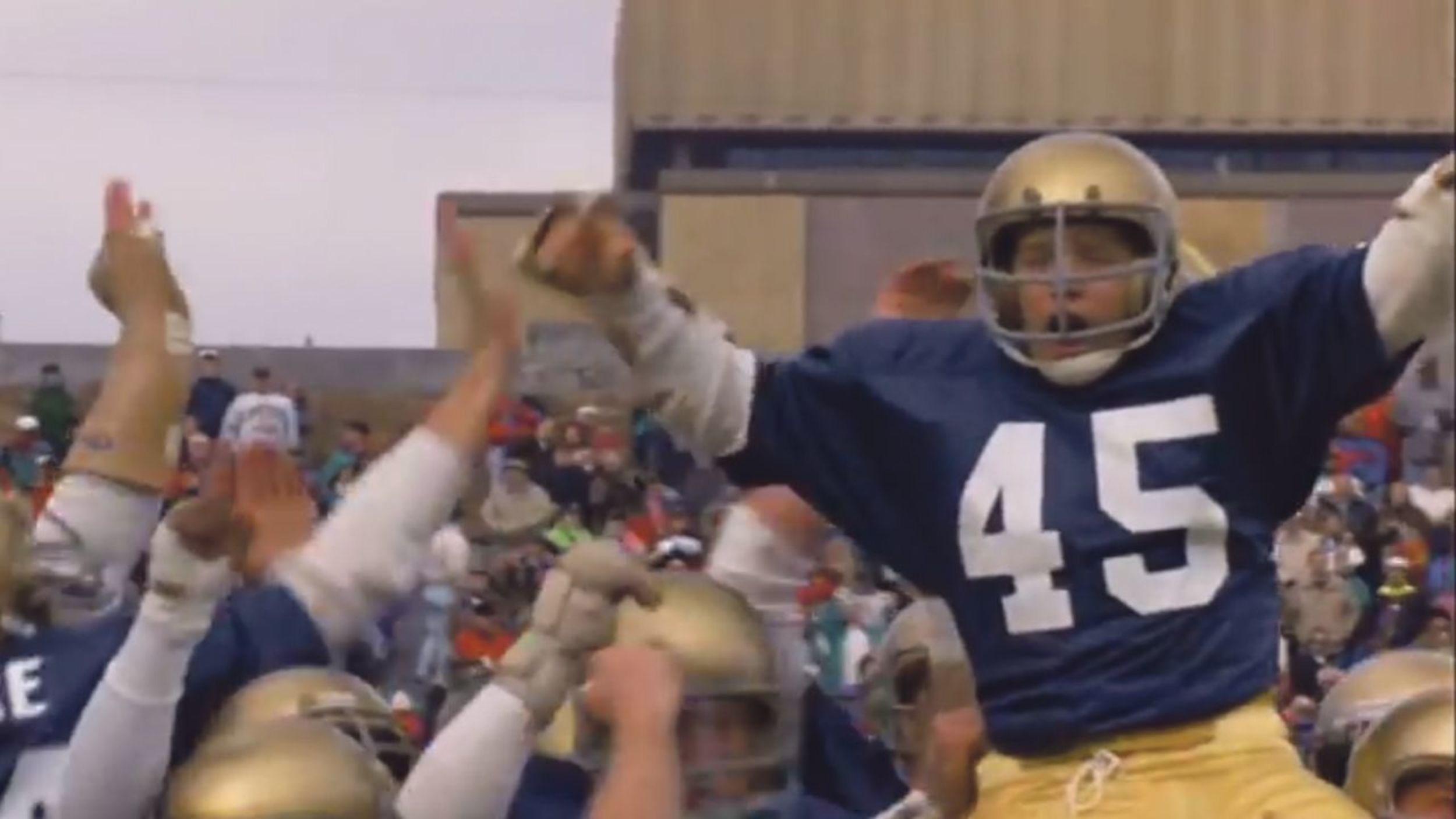 <p>When you think “underdog sports movie,” the first name you might think is “Rudy.” Sean Astin stars as a young man who dreams of playing for Notre Dame despite his relatively-small stature. And yet, through determination, he makes it happen. It sort of became the template for any aspiring athlete who was told they didn’t have the size to compete.</p><p>You may also like: <a href='https://www.yardbarker.com/general_sports/articles/the_most_infamous_plays_in_sports_history_022224/s1__31966766'>The most infamous plays in sports history</a></p>