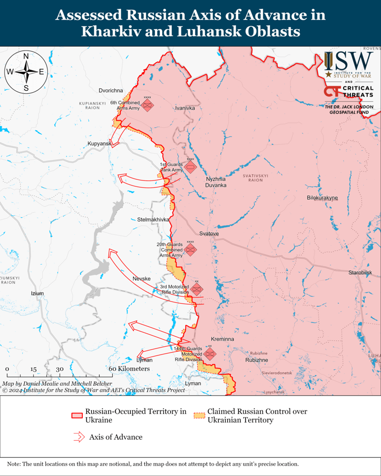 Ukraine Map Show Russia's New 'Multi-Axis Offensive'