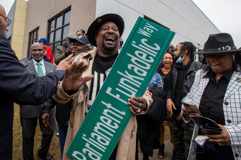 George Clinton, founder of Parliament Funkadelic, celebrates his 80th birthday in 2022 at Second Street Youth Center, where a section of Plainfield Avenue has been named Parliament Funkadelic Way.