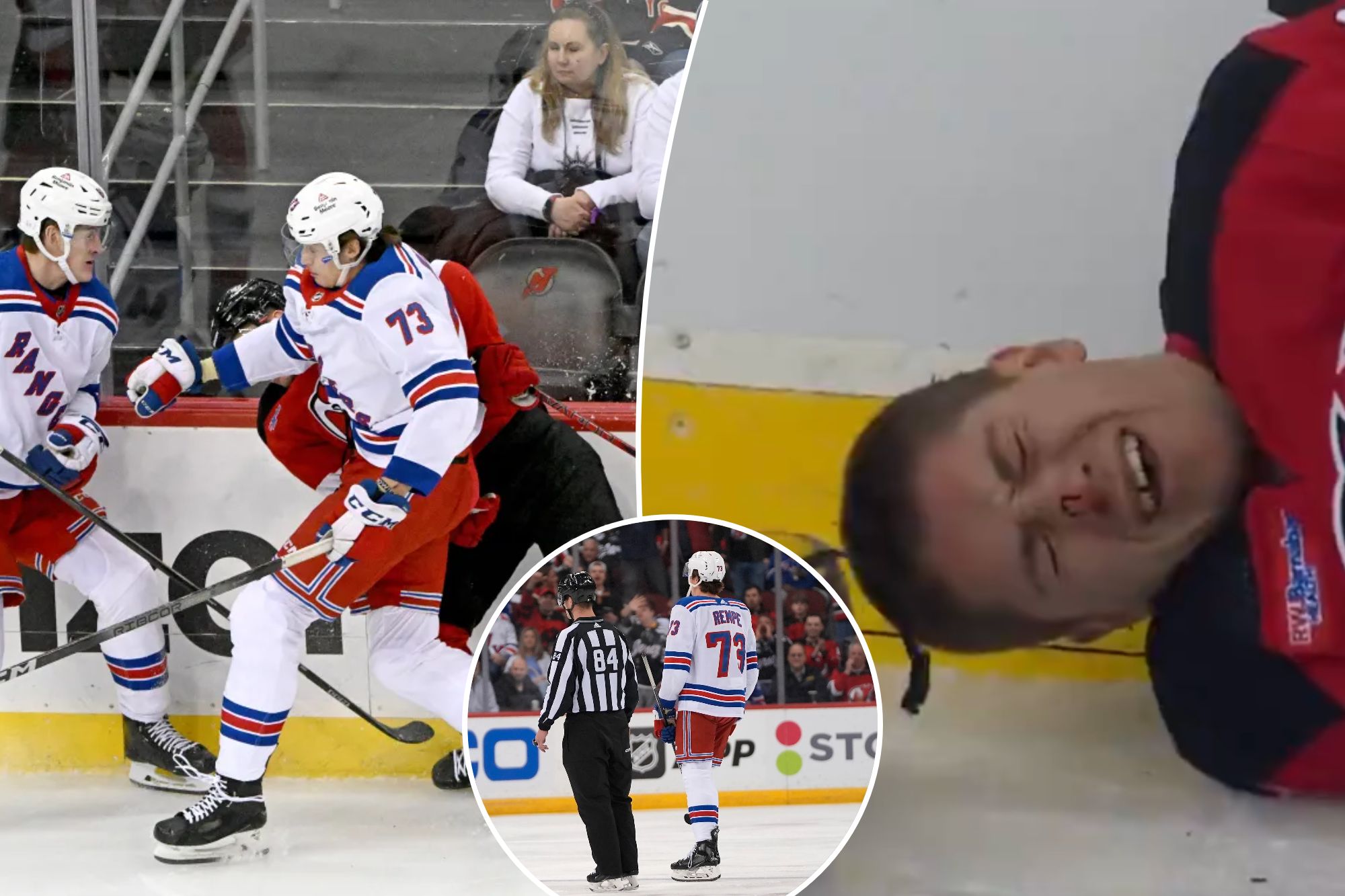 Rangers’ Matt Rempe Ejected For Brutal Hit That Bloodied Devils Forward