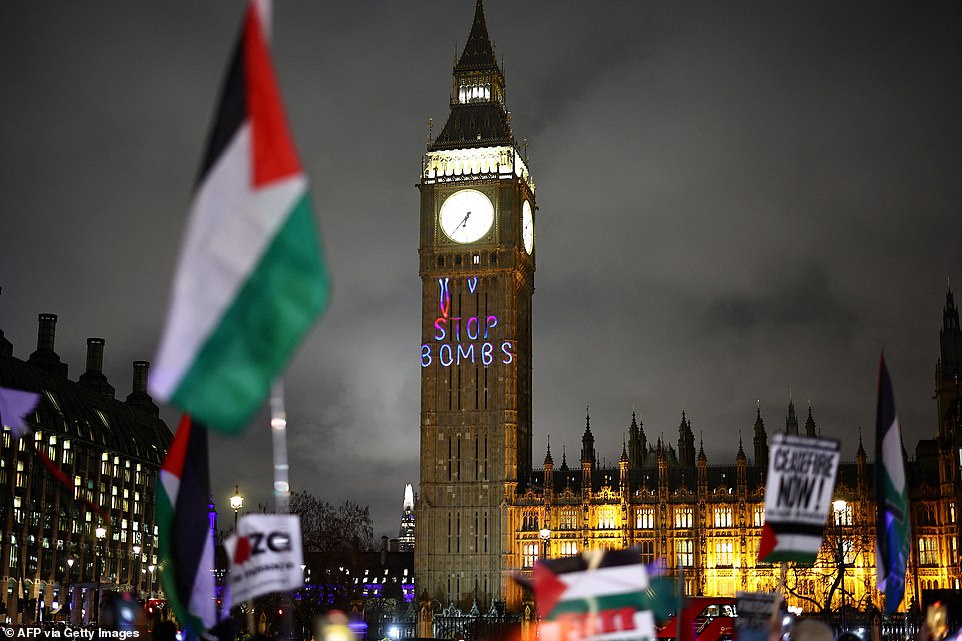 Outrage after 'genocide' message is projected onto Big Ben