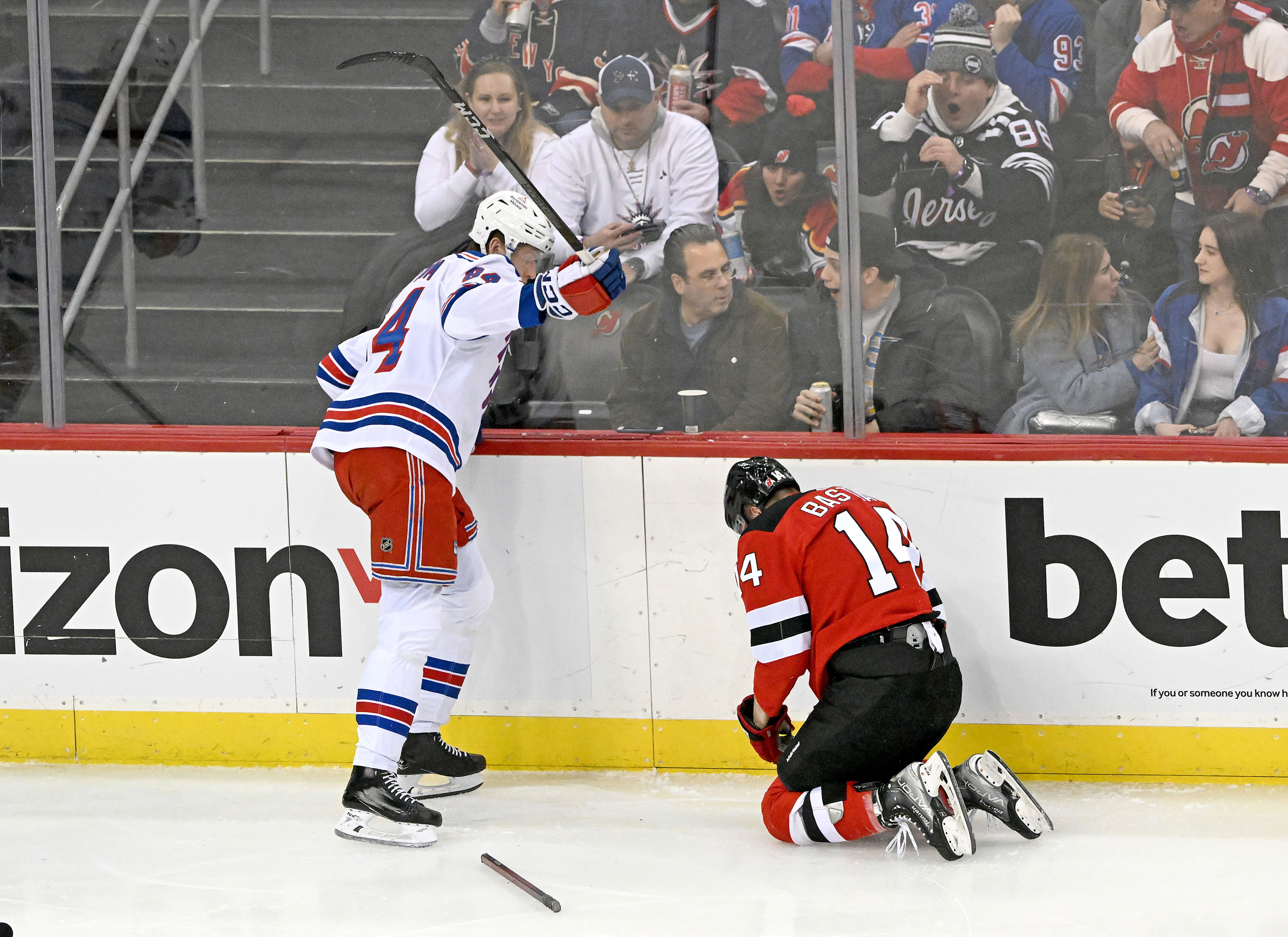 Rangers’ Matt Rempe Ejected For Brutal Hit That Bloodied Devils Forward