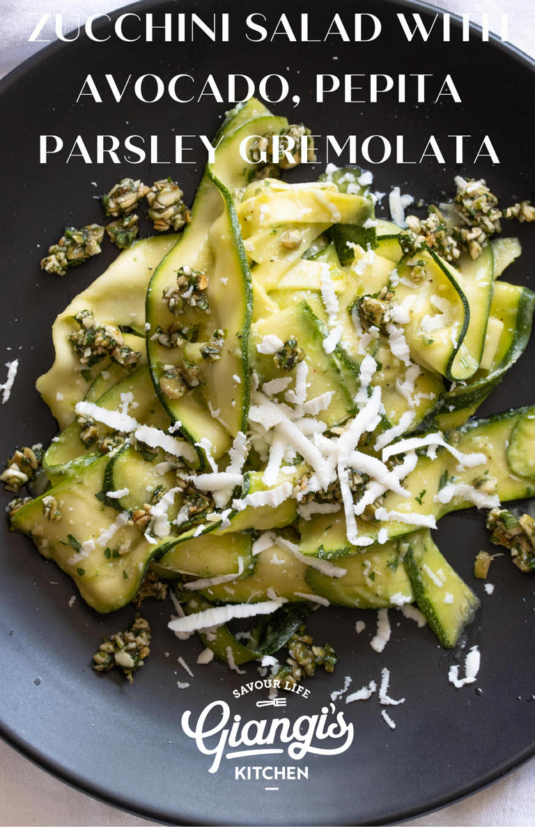 Zucchini Salad With Avocado, Pepita Parsley Gremolata