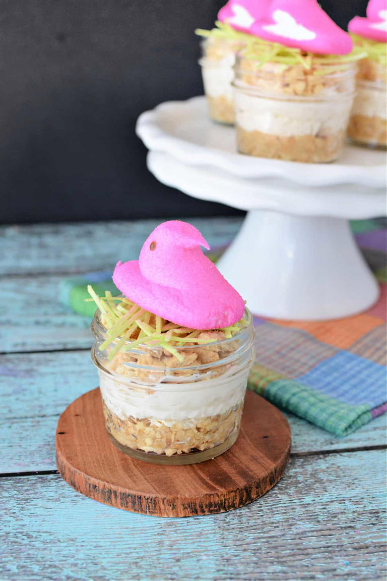 Try These No Bake Peeps Oreo Cheesecake Jars