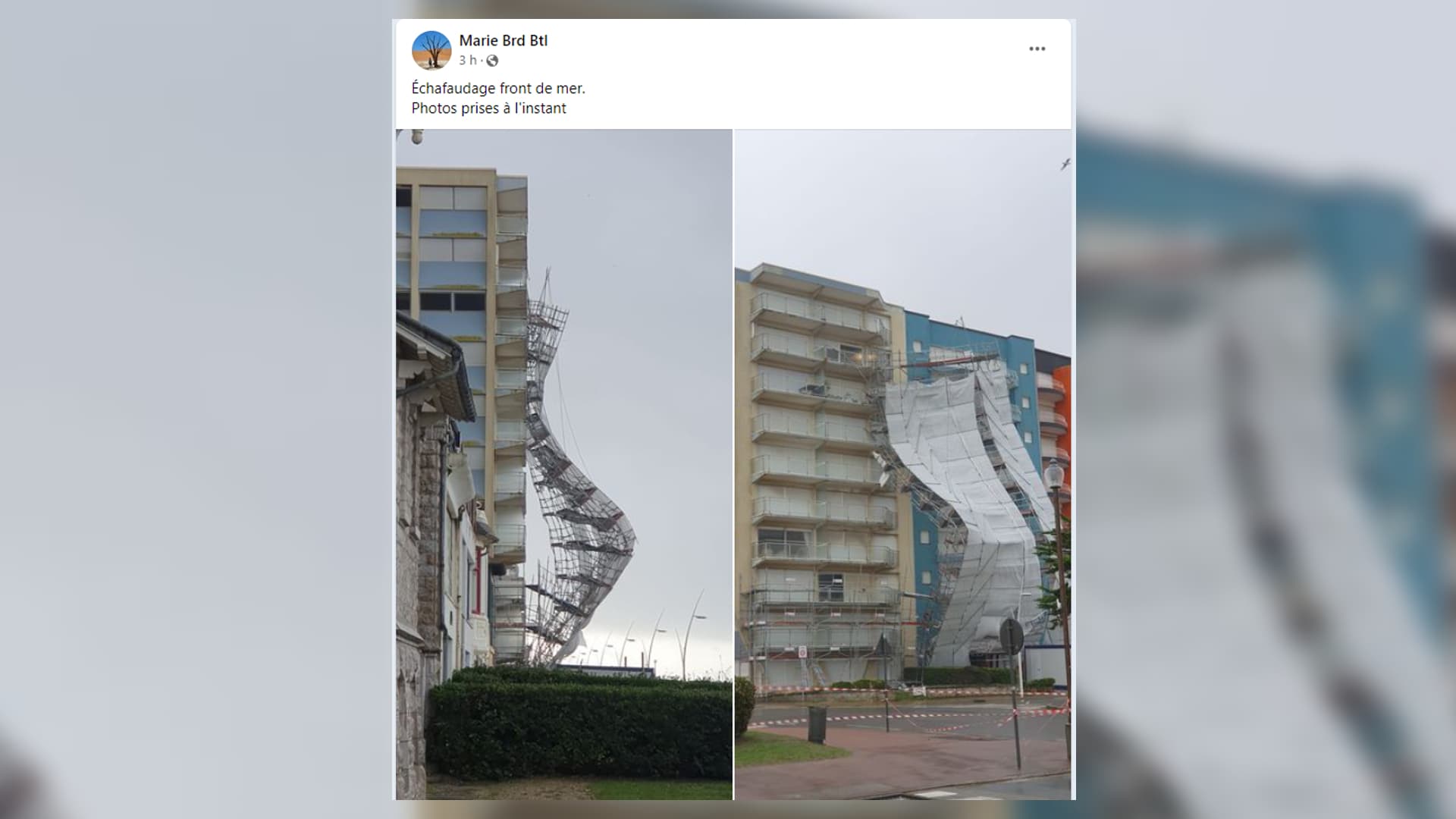 tempête louis: un échafaudage de 14 tonnes menace de s’effondrer au touquet-paris-plage
