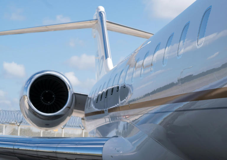 A Bombardier Inc. Global 6000 business jet stood on display during a media event at Seletar Aerospace Heights in Singapore on Feb. 27, 2019.