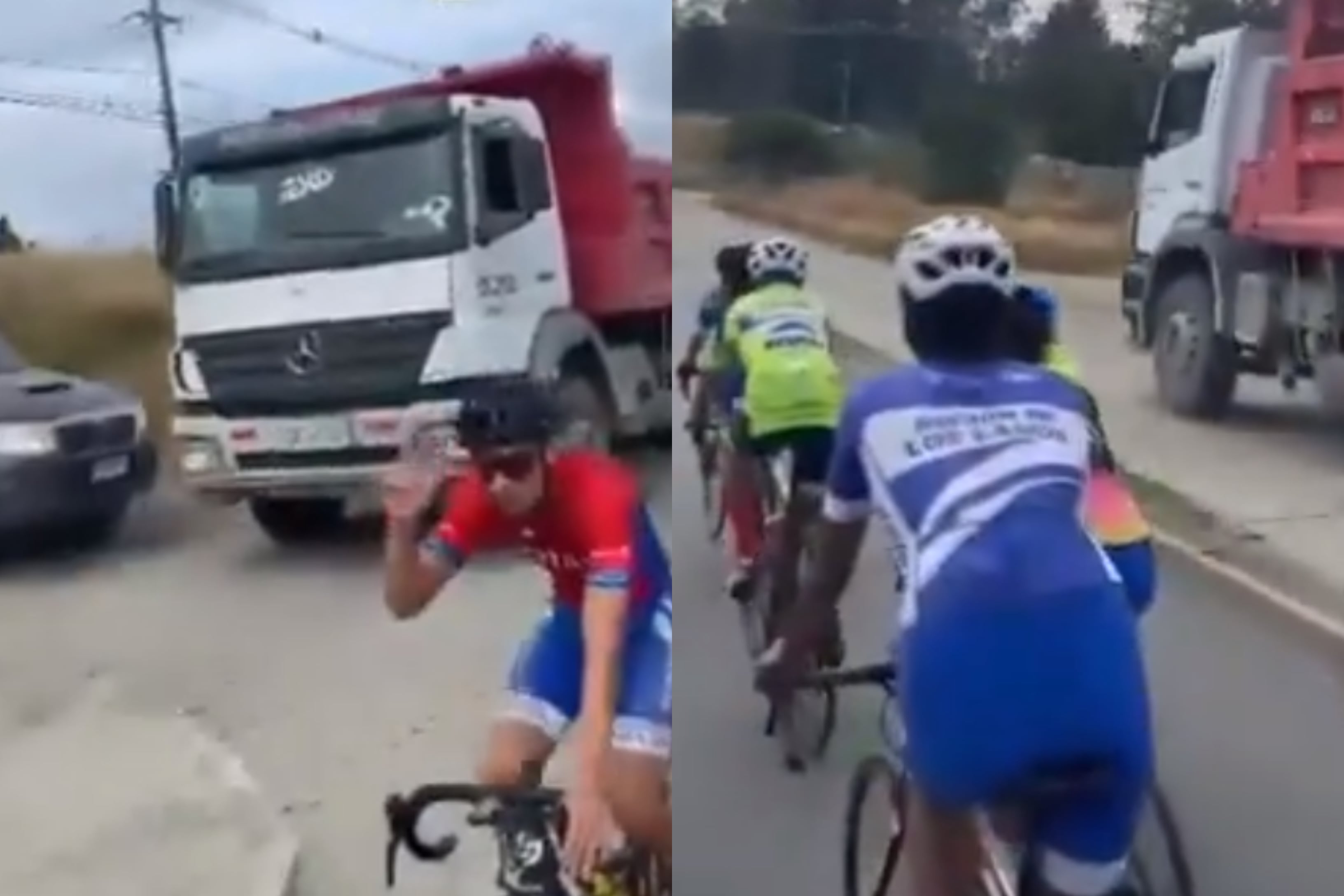 viralizan registro de imprudente maniobra de un camión que adelanta a ciclistas por la ciclovía