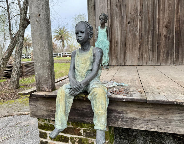The “Children of Whitney” statues are located throughout the Whitney Plantation Museum. They were created by artist Woodrow Nash.