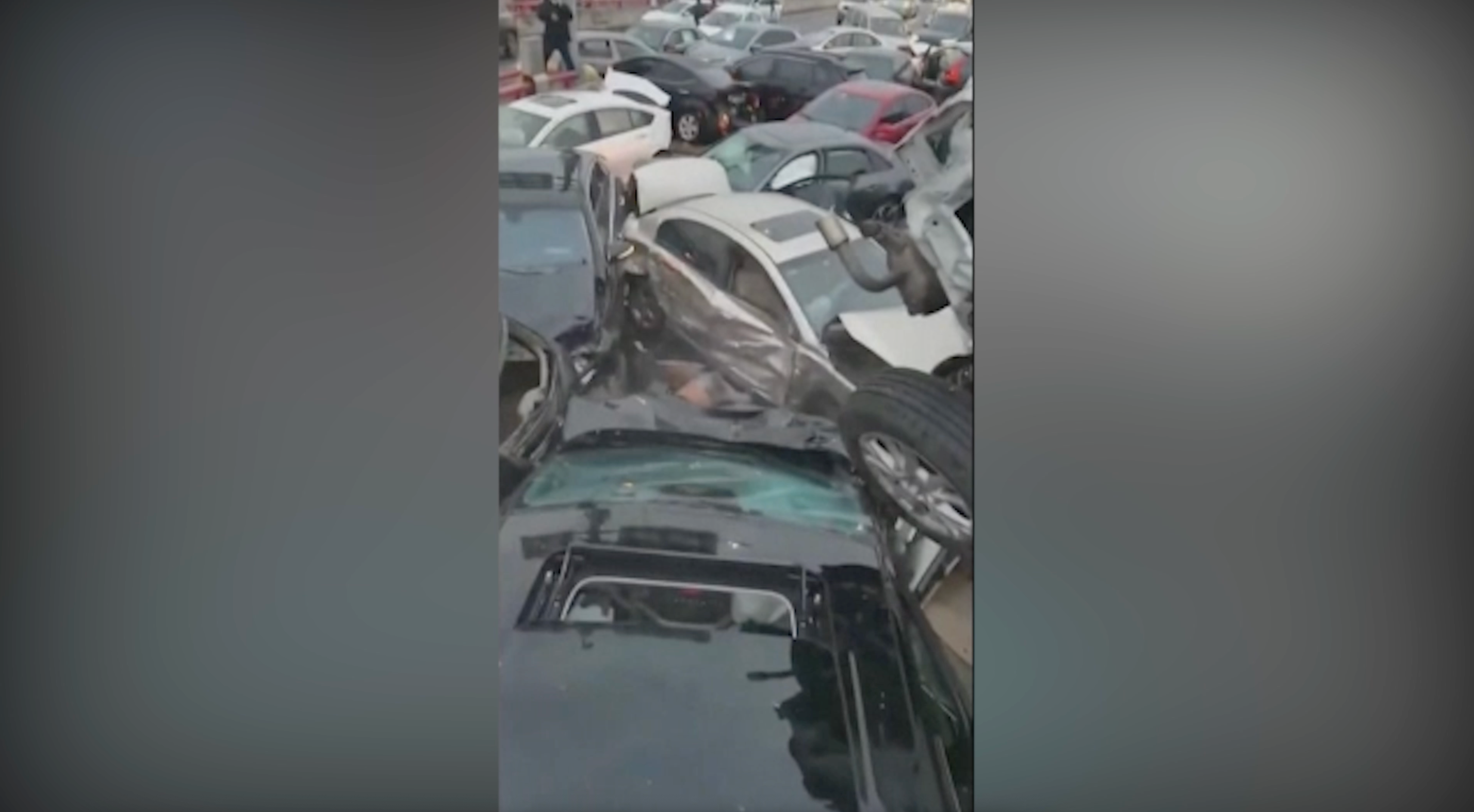 video shows 100-car pileup in china amid icy weather