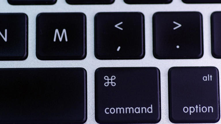 Close-up of the Command and Option keys on a keyboard