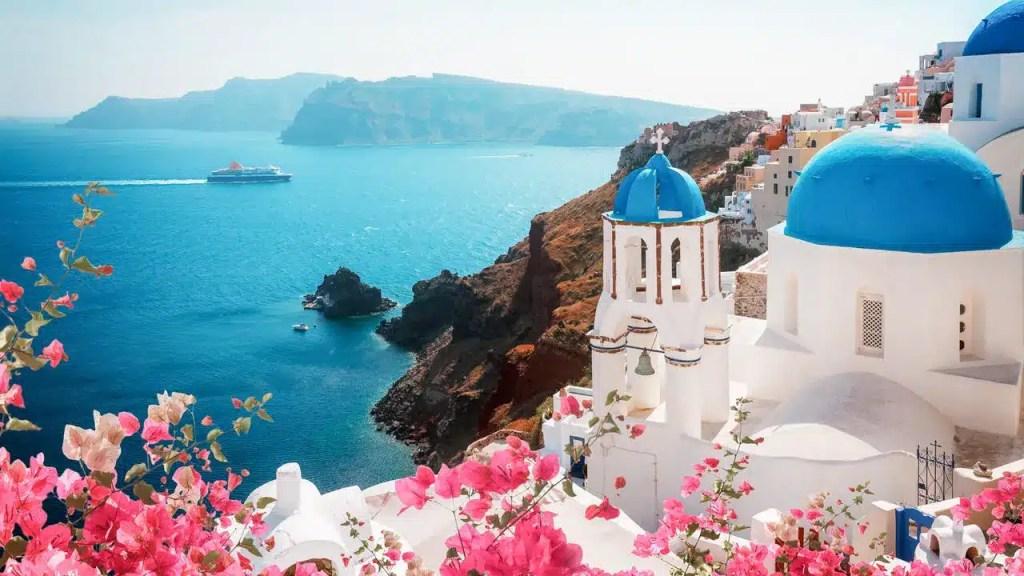<p>If you only have time for one <a href="https://worldwildschooling.com/must-visit-greek-islands/">Greek island</a>, make it Santorini. The landscape is picture postcard Greece, with white Cycladic buildings topped with royal blue domes contrasting against nature’s bounty. Take a boat trip around the island for the best perspective, and don’t miss the spectacular sunset at Oia Village. </p><p class="has-text-align-center has-medium-font-size">Read also: <a href="https://worldwildschooling.com/most-beautiful-cities-in-europe/">Most Beautiful Cities in Europe</a></p>