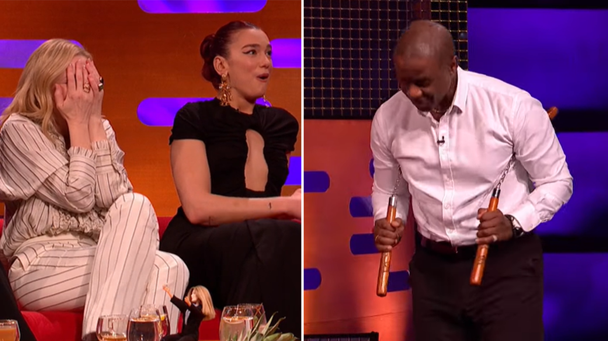 adrian lester shows off nunchuck skills in front of shocked graham norton guests