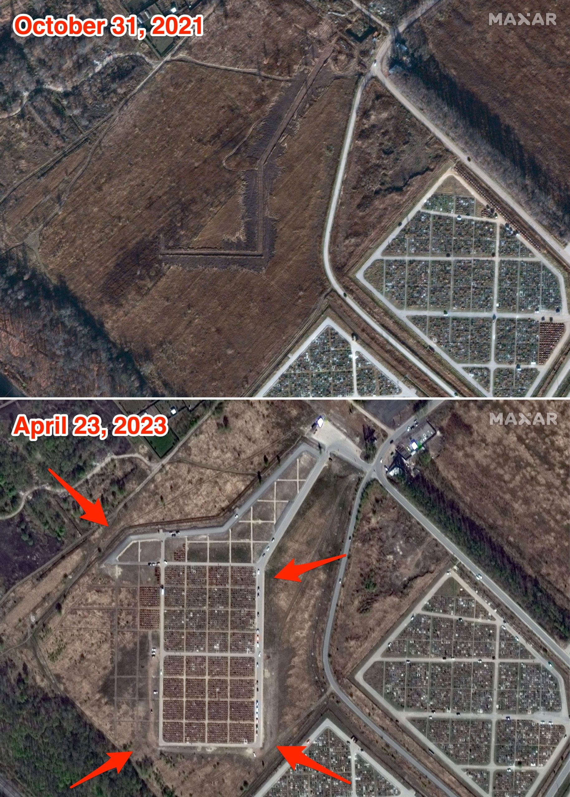 russische verluste im ukraine-krieg: satellitenbilder zeigen offenbar wachsende friedhöfe