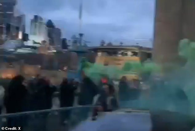 pro-palestine protesters shut down tower bridge: activists let off flares and disrupt traffic as iconic london landmark is closed