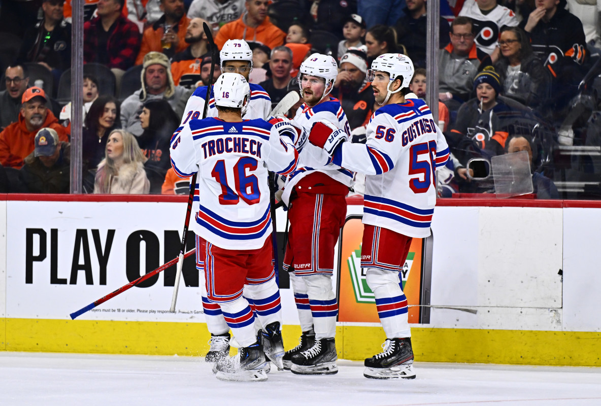 rempe's first nhl goal lifts rangers to tenth straight win