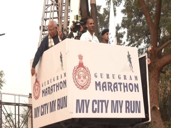 haryana cm manohar lal khattar, india batter shikhar dhawan flag off gurugram marathon 2024