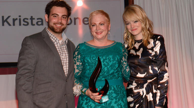 Emma Stone with her mom Krista Stone and brother Spencer