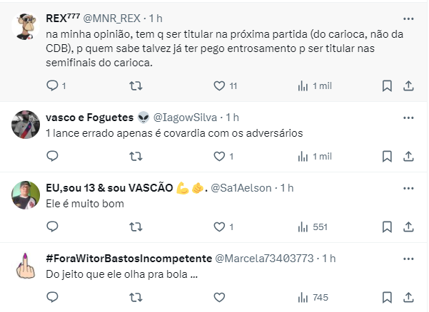 Torcida do Vasco se derrete por Sforza e exige saída de jogador entre os titulares