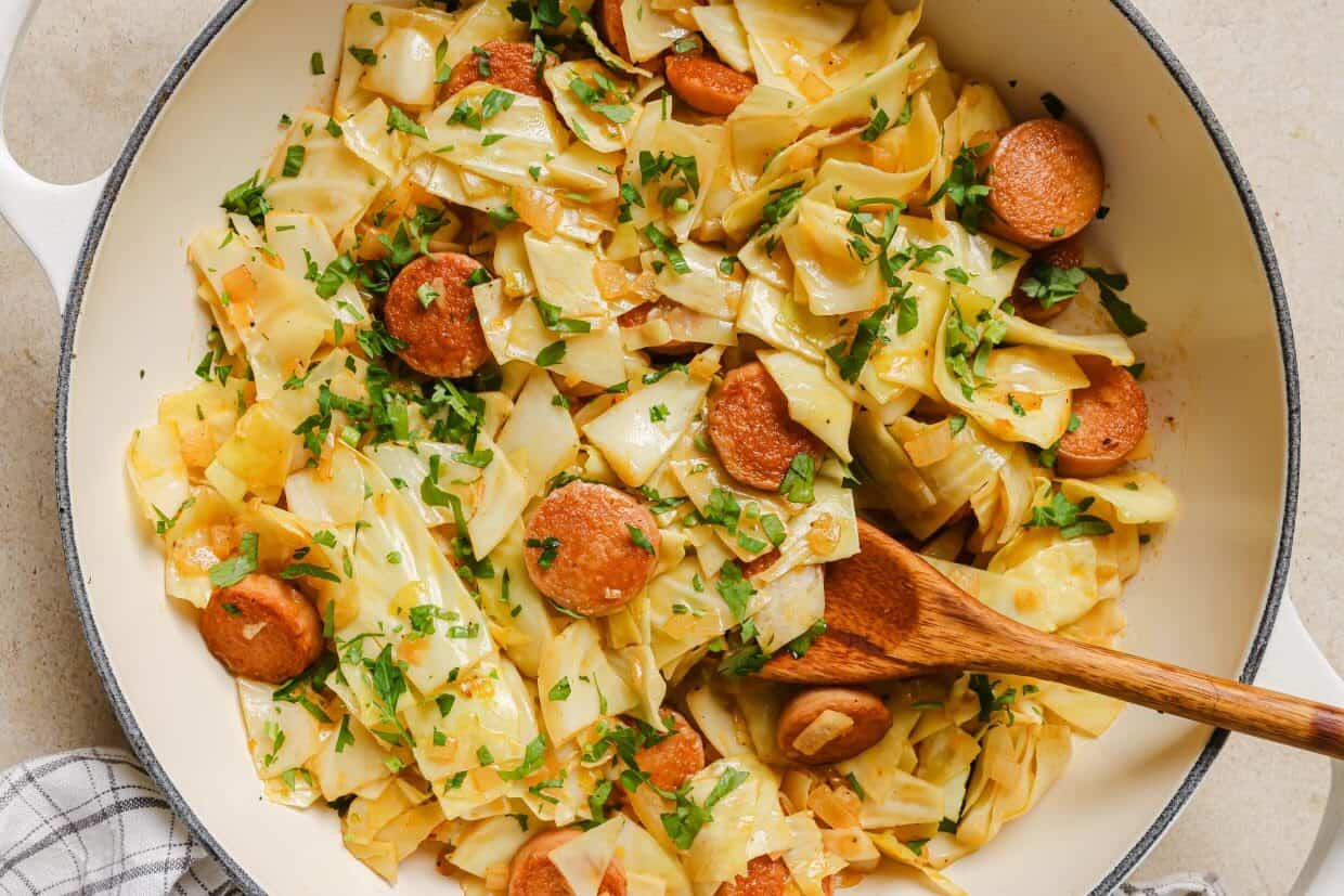 <p>On those nights when cooking’s a no-go but you still want something good, this cabbage and sausage dish is a winner. It’s all done in one pan, takes less than 30 minutes, and leaves almost no mess. Simple, quick, and exactly what you need. It’s always in our lazy dinner mix.<br><strong>Get the Recipe: </strong><a href="https://realbalanced.com/recipe/chicken-sausage-and-cabbage-skillet/?utm_source=msn&utm_medium=page&utm_campaign=msn">Cabbage and Sausage</a></p>