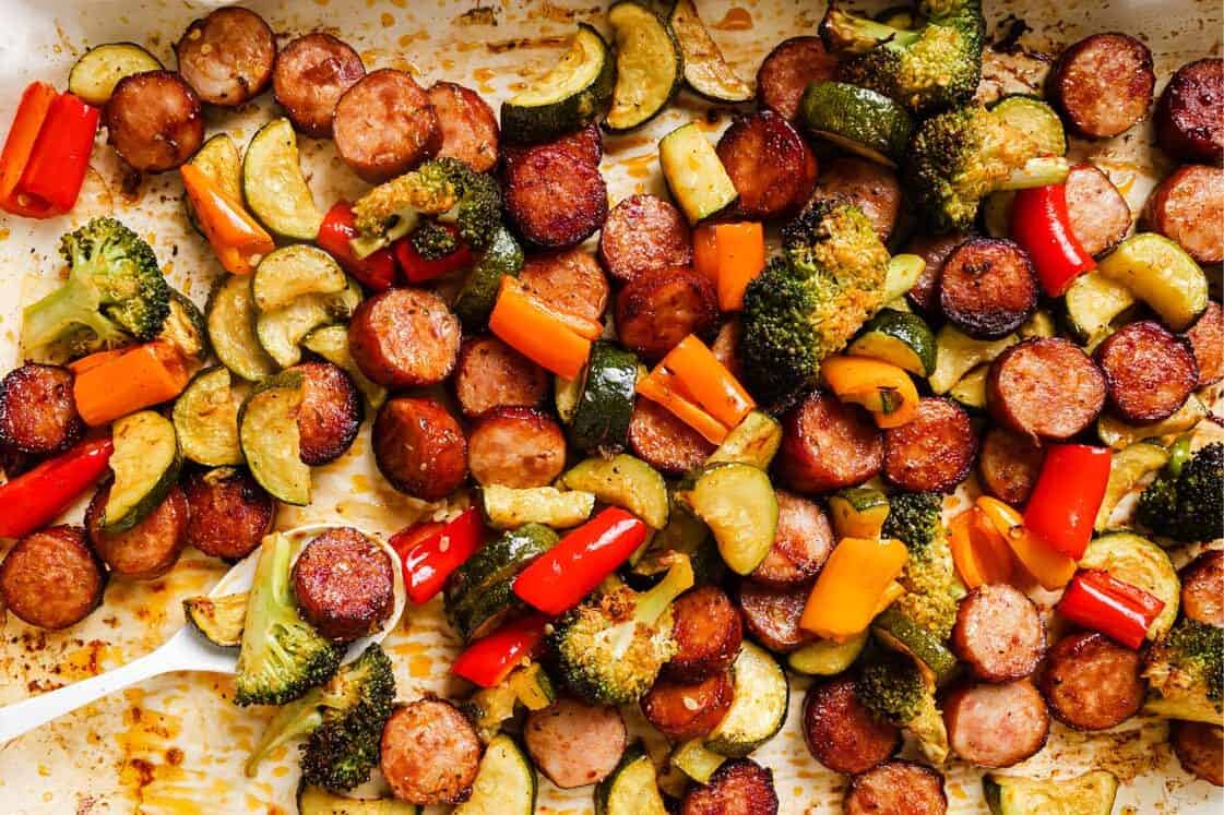<p>This is our go-to when we can’t even think about cooking. Toss sausage and veggies on a sheet, bake it, and that’s dinner sorted. It’s easy, the clean-up’s a breeze, and it lands you a great meal fast. It’s a favorite for our lazy dinner nights.<br><strong>Get the Recipe: </strong><a href="https://realbalanced.com/recipe/sheet-pan-sausage-and-vegetables/?utm_source=msn&utm_medium=page&utm_campaign=msn">Sausage and Veggies Sheet Pan Dinner</a></p>