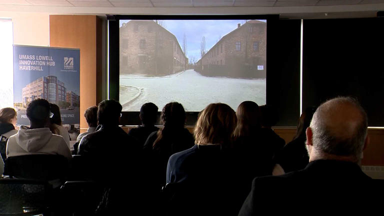 Students at Haverhill High School became the first students in Massachusetts and the first students in the United States to take a live virtual tour of Auschwitz on Feb. 26, 2024.