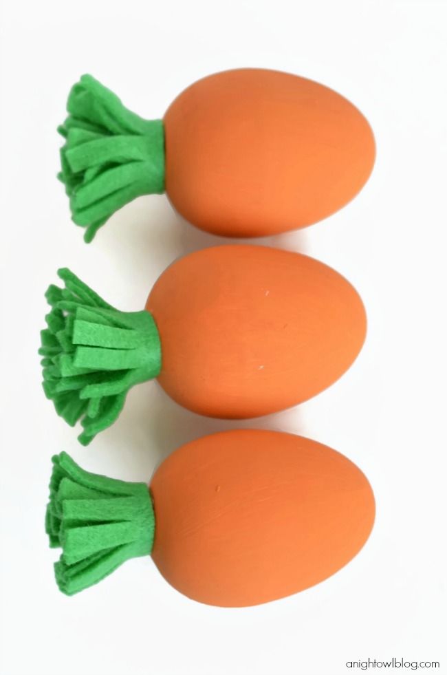 <p>These adorable carrot eggs would make a great addition to a child's Easter basket. Use orange chalk paint to achieve this vibrant look.</p><p><strong>See more at <a href="https://www.anightowlblog.com/diy-carrot-easter-eggs/">A Night Owl</a>. </strong></p>