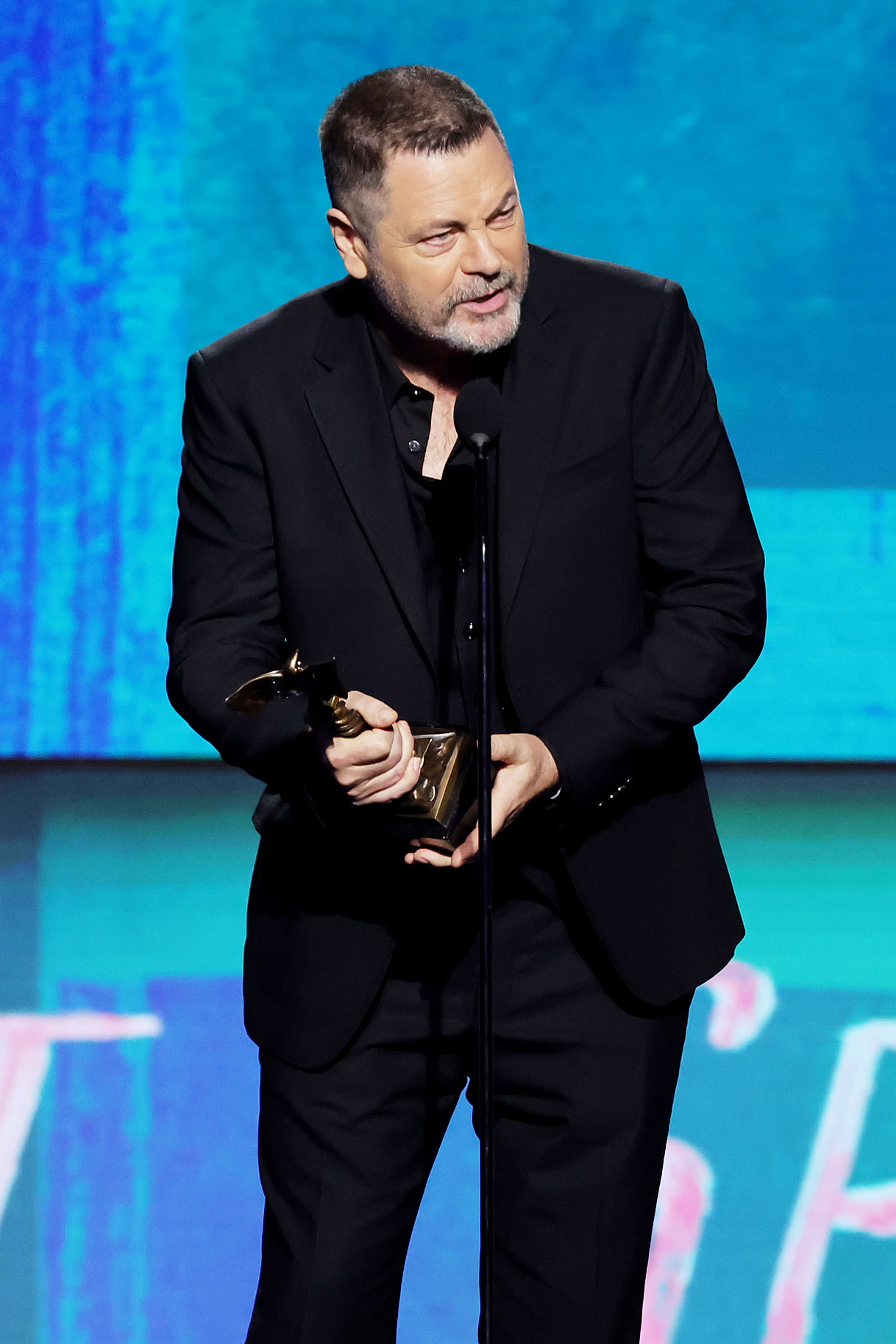 “it’s not a gay story, it’s a love story” — nick offerman just called out anti-gay hate aimed at his “the last of us” character in his acceptance speech at the independent spirit awards