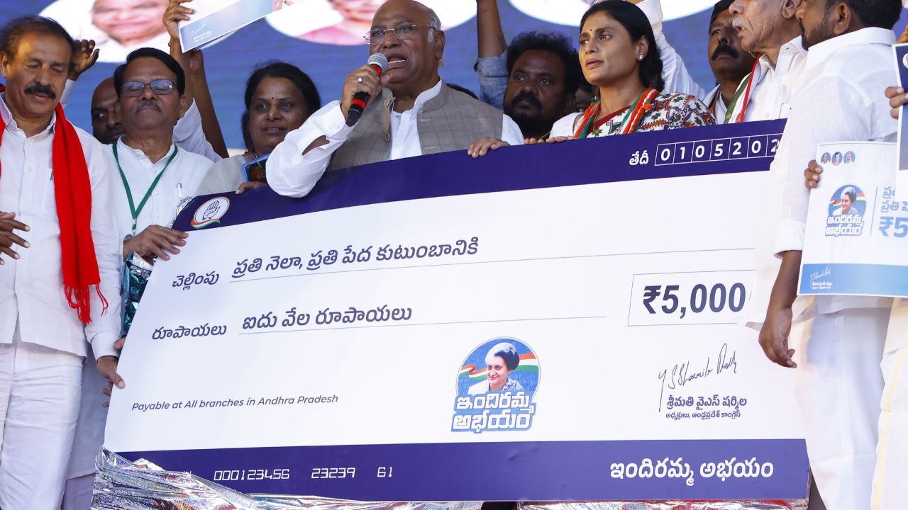 'not like modi ki guarantee’: congress chief kharge promises rs 5000 per month to poor families in ap