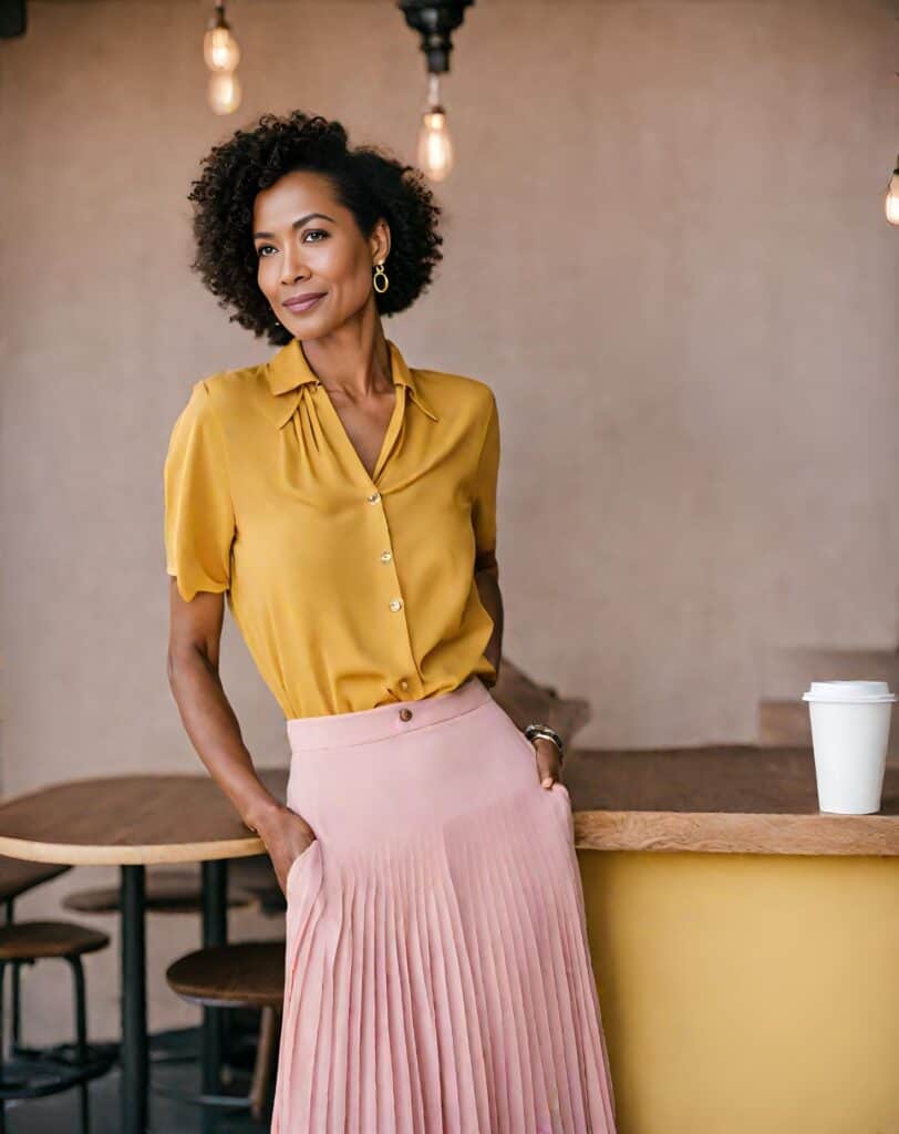 <p>By wearing pleated skirts in your 50s, you’re making a playful statement piece that’s sure to turn heads wherever you go. The gentle folds of pleated skirts create visual interest and texture, drawing the eye downward and elongating the body for a slimming effect. </p><p>The lightweight fabric and relaxed fit provide ease of movement, allowing for all-day wear without feeling constricted. This is beneficial for women in their 50s as it accentuates their graceful stature and enhances their general appearance!</p>