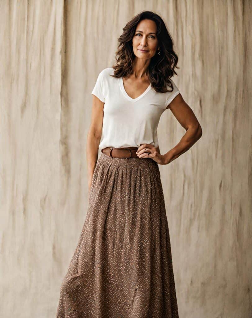<p>Floral maxi skirts are an expression of vibrant style and unapologetic confidence – the flowing fabric billows around you, whispering secrets of floral elegance and ageless charm. With every sway, you command attention, radiating refinement that captivates all who cross your path. </p><p>The beauty of maxi skirts lies in their versatility – dress them up or down, and they’ll never fail to impress. You can even pair them with a plain t-shirt for a look that’s equal parts comfy and playful. </p>