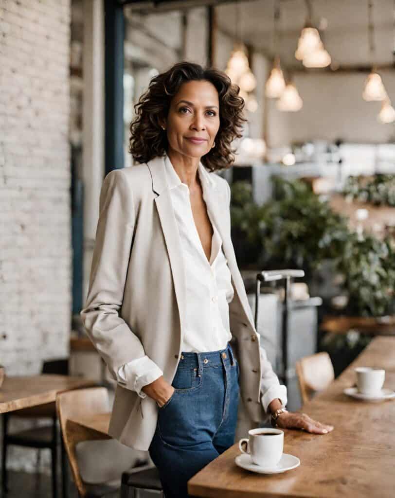 <p>Are you thinking about how a structured blazer could revolutionize your wardrobe, especially in your 50s? Well, they effectively define your waist and streamline your getup! </p><p>However, it’s not just about style; it’s about owning your confidence and authority. Slip into one of these tailored wonders and feel empowered in any room! </p><p>Who said neutral had to be boring? Khaki or black, the choice is yours for endless versatility.</p><p>When we are over 50, most of us start to have concerns of a <a href="https://blog.petitedressing.com/clothes-to-hide-belly/" rel="noreferrer noopener">bulging midsection</a>, or become self-conscious of <a href="https://blog.petitedressing.com/flabby-arms/" rel="noreferrer noopener">flabby arms</a>. That is all totally normal because our body changes as we go through life. That is exactly why you will love structured pieces like the blazers, which can direct attention away from the areas of concern.</p>