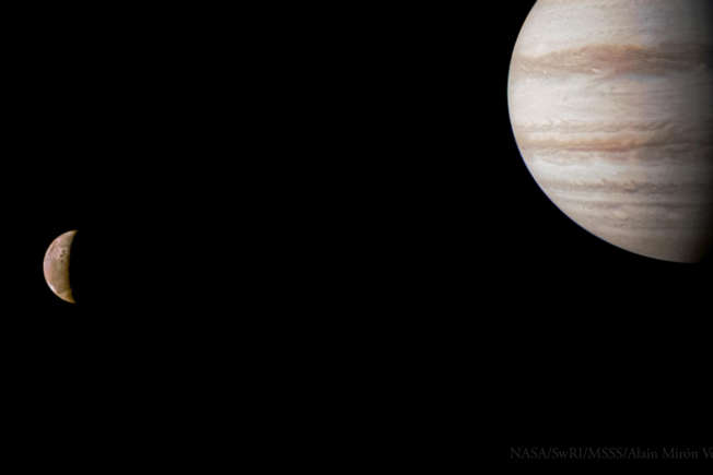 The many moons of Jupiter were also caught on camera