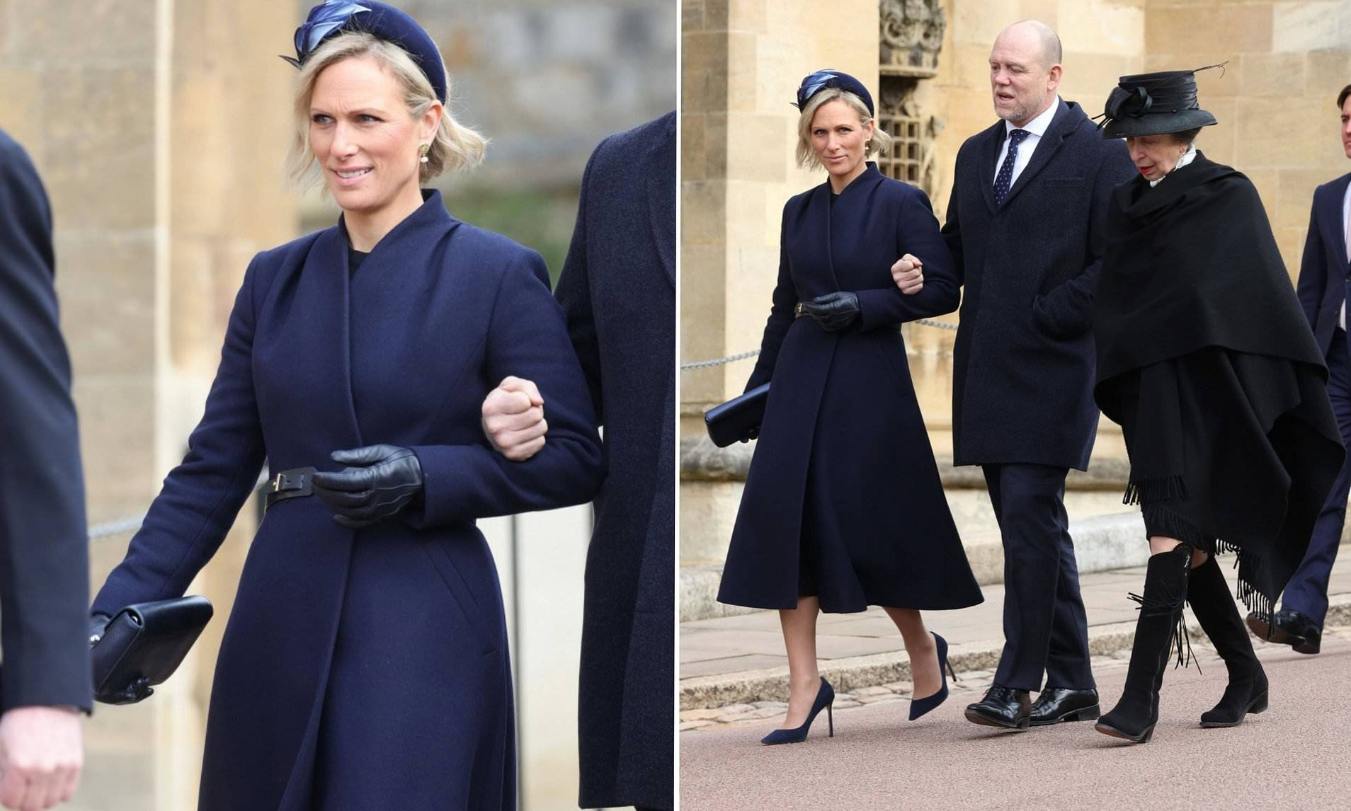 United front: Zara Tindall walks arm-in-arm with her husband Mike as ...